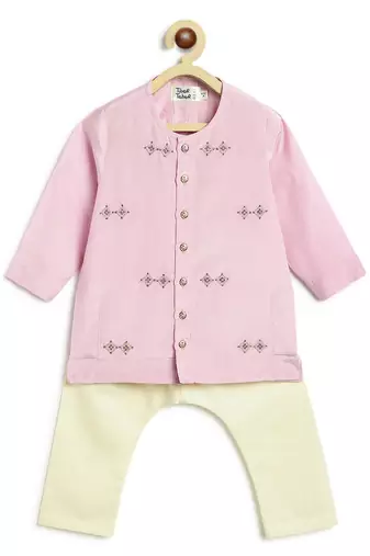 Purple embroidered viscose kurta set