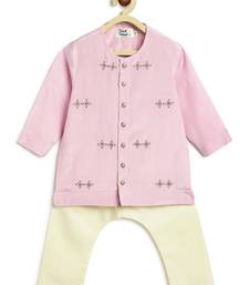 Purple embroidered viscose kurta set