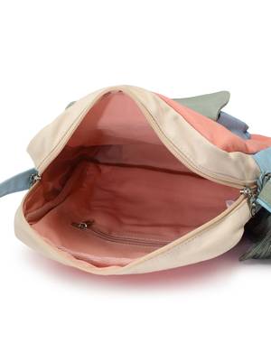 Hue Blue & Pastel Multi Cotton Canvas Colourblocked Sling Bag 6