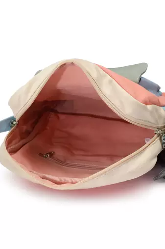 Hue Blue & Pastel Multi Cotton Canvas Colourblocked Sling Bag