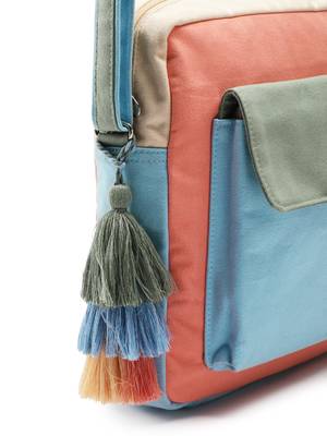 Hue Blue & Pastel Multi Cotton Canvas Colourblocked Sling Bag 7