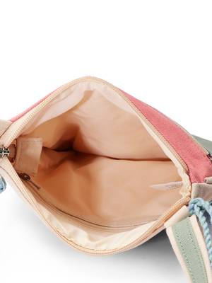 Hue Aqua Blue & Pastel Multi Cotton Canvas Colourblocked Sling Bag 6