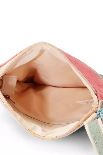 Hue Aqua Blue & Pastel Multi Cotton Canvas Colourblocked Sling Bag
