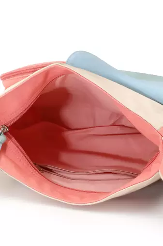 Anekaant Hue Cream & Pastel Multi Cotton Canvas Colourblocked Sling Bag