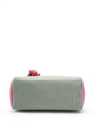 Hue Sage Green & Pastel Multi Cotton Canvas Colourblocked Tote Bag 10