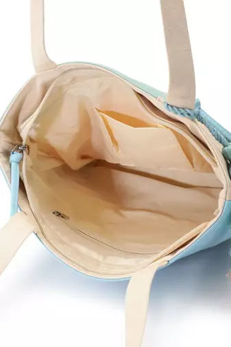Hue Coral & Pastel Multi Cotton Canvas Colourblocked Shoulder Bag