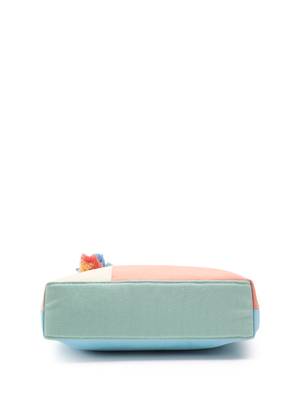 Hue Coral & Pastel Multi Cotton Canvas Colourblocked Shoulder Bag 8