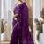 dark purple tissue silk blend sequince work designer border with digital printed blouse party wear saree