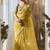 yellow tissue silk blend sequince work designer border with digital printed blouse party wear saree