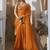 orange tissue silk blend sequince work designer border with tussel on pallu & digital printed blouse party wear saree