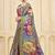 gray pink signora zari silk blend floral digital printed casual wear saree.