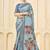 sky blue pink signora zari silk blend floral digital printed casual wear saree.