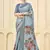 sky blue pink signora zari silk blend floral digital printed casual wear saree.