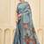 sky blue pink signora zari silk blend floral digital printed casual wear saree.