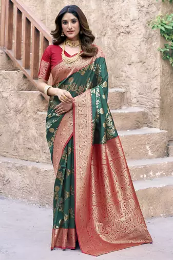 green color elegant soft silk blend saree