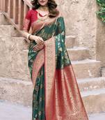 green color elegant soft silk blend saree