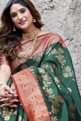 green color elegant soft silk blend saree
