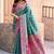 teal color elegant soft silk blend saree