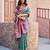teal color elegant soft silk blend saree