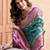 teal color elegant soft silk blend saree