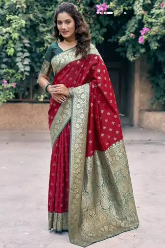 red color elegant soft silk blend saree
