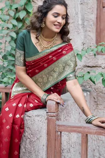 red color elegant soft silk blend saree
