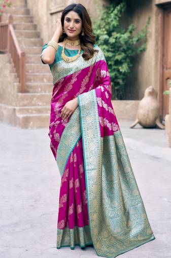 pink color elegant soft silk blend saree