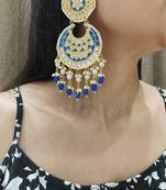 Blue Meenakari Chandbali Earrings