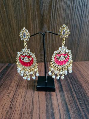 Raghavi Pink Kundan Earrings 3