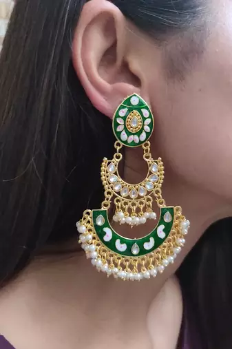 Green Meenakari Earrings