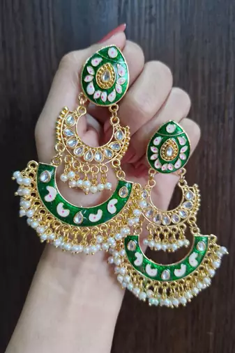 Green Meenakari Earrings