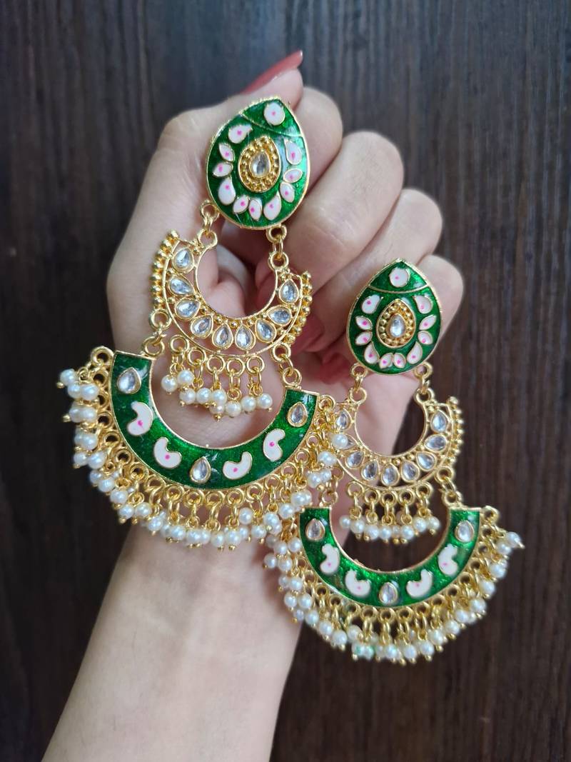 Green Meenakari Earrings