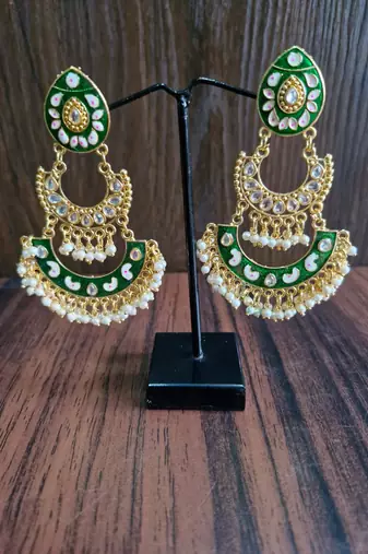 Green Meenakari Earrings