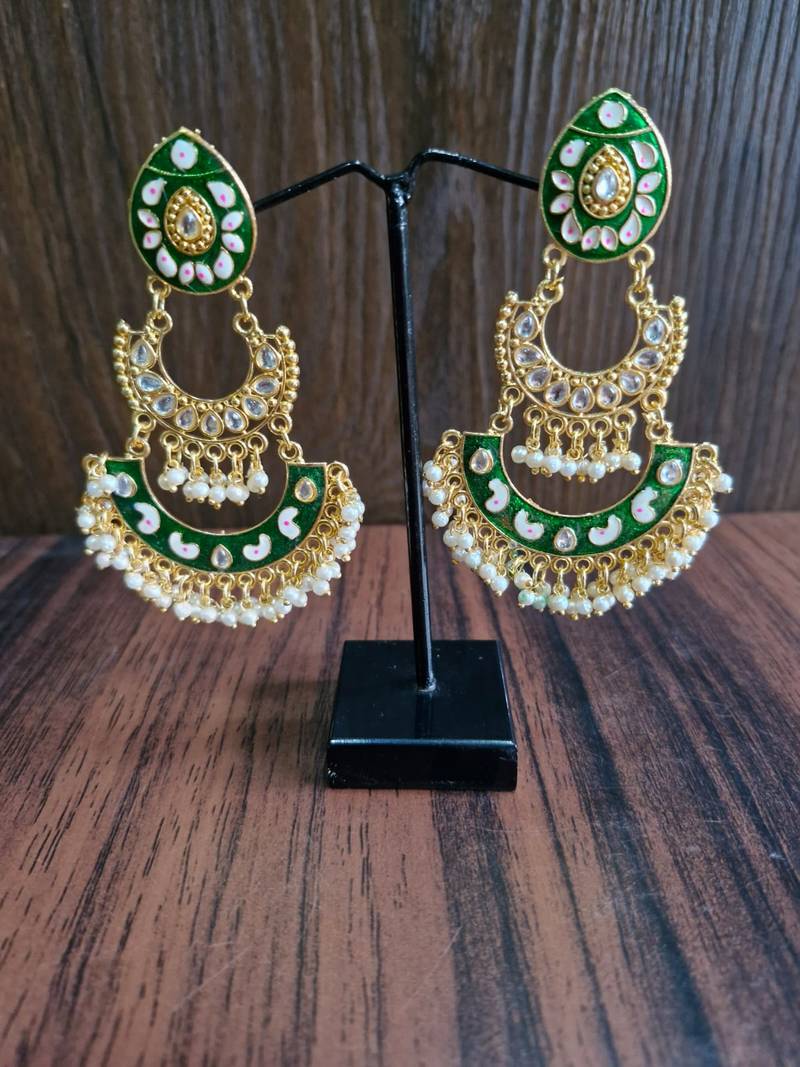 Green Meenakari Earrings