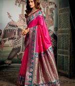 Pink premium soft silk saree with mina work & jhallar detailing 