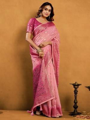 elegant premium spun cotton saree with rich pallu & zari jhallar 1