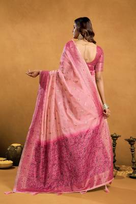 elegant premium spun cotton saree with rich pallu & zari jhallar 2