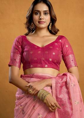 elegant premium spun cotton saree with rich pallu & zari jhallar 4
