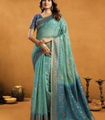 elegant premium spun cotton saree with rich pallu & zari jhallar