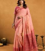 elegant premium spun cotton saree with rich pallu & zari jhallar