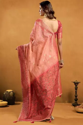elegant premium spun cotton saree with rich pallu & zari jhallar