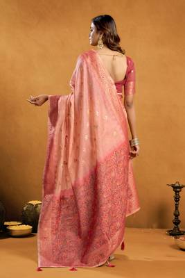 elegant premium spun cotton saree with rich pallu & zari jhallar 3