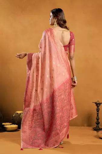 elegant premium spun cotton saree with rich pallu & zari jhallar