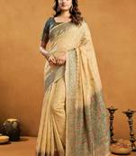 elegant premium spun cotton saree with rich pallu & zari jhallar