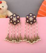 Purple color kundan earrings