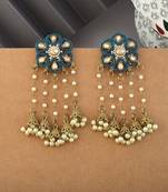 Rama green color kundan earrings