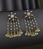 Blue color kundan earrings