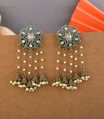 Firozi color kundan earrings