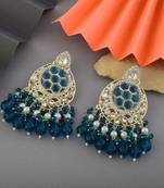 Rama green color kundan earrings