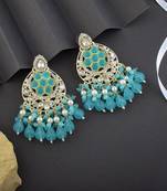 Firozi color kundan earrings